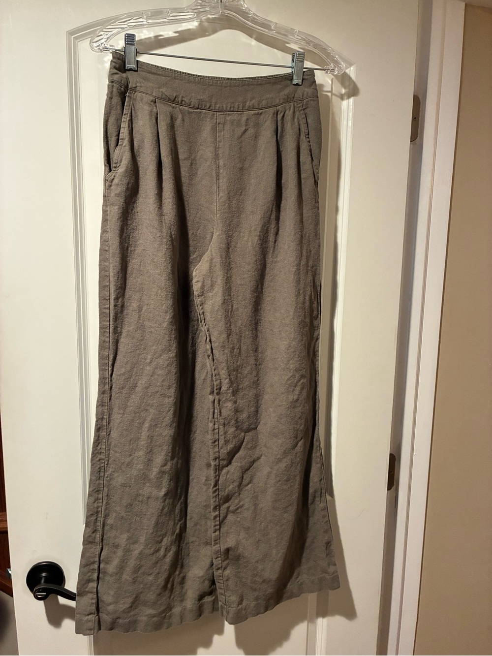 Versona Wide-Leg Linen Pants Taupe